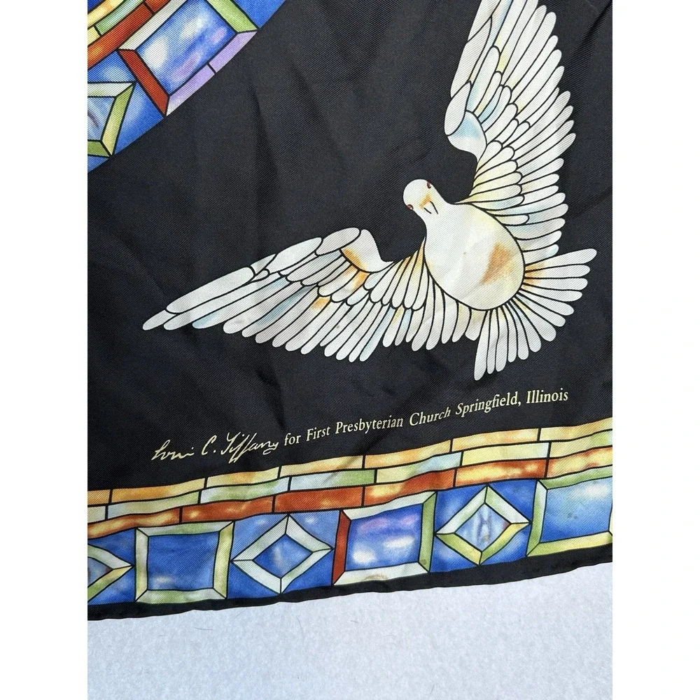 VTG SACRED SILKS SCARF LC Tiffany Stained Glass Print - 1st Presbyterian Church